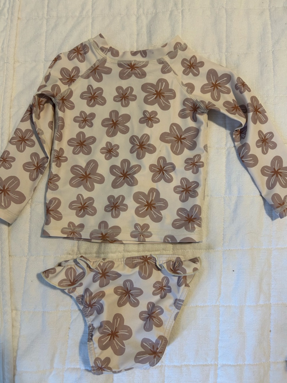 Rylee + Cru Floral Two-Piece Swim Set in Cream and Mauve